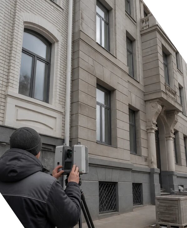 Лазерное сканирование фасадов зданий для обследования в Североуральске